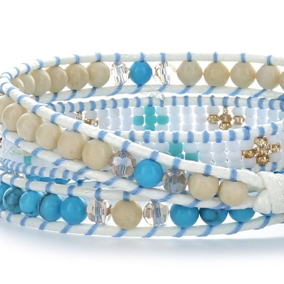 New Handmade Natural Stones 3 Wraps Bracelet - Picture 3 of 5